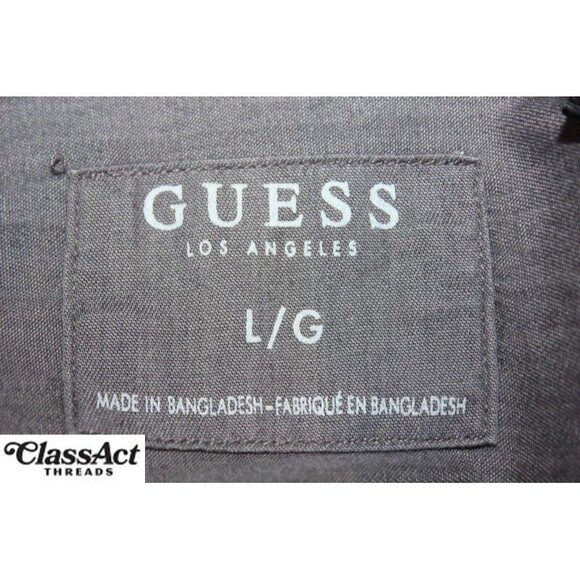 GUESS Men's Casual Button Down Blue White Long Sleeve Sz L - Picture 7 of 7